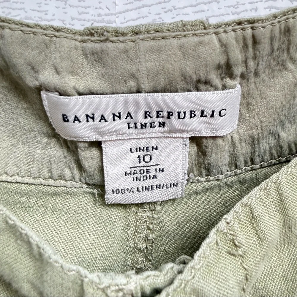 Banana Republic | Olive Green Wide Leg Linen Pants | Size 10